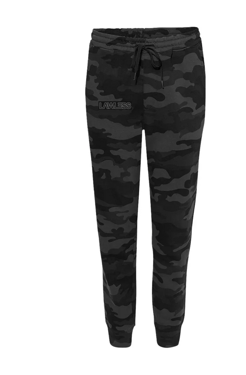 LAWLESS Black Camo Joggers | Blackout Embroidered - LΛWLΞSS