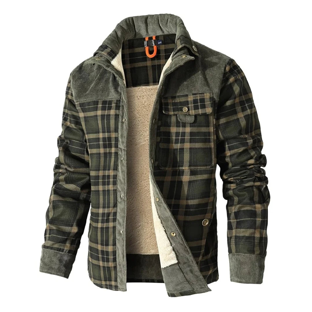 LΛWLΞSS Winter Bomber Jacket - Sherpa Lined Plaid Flannel Coat