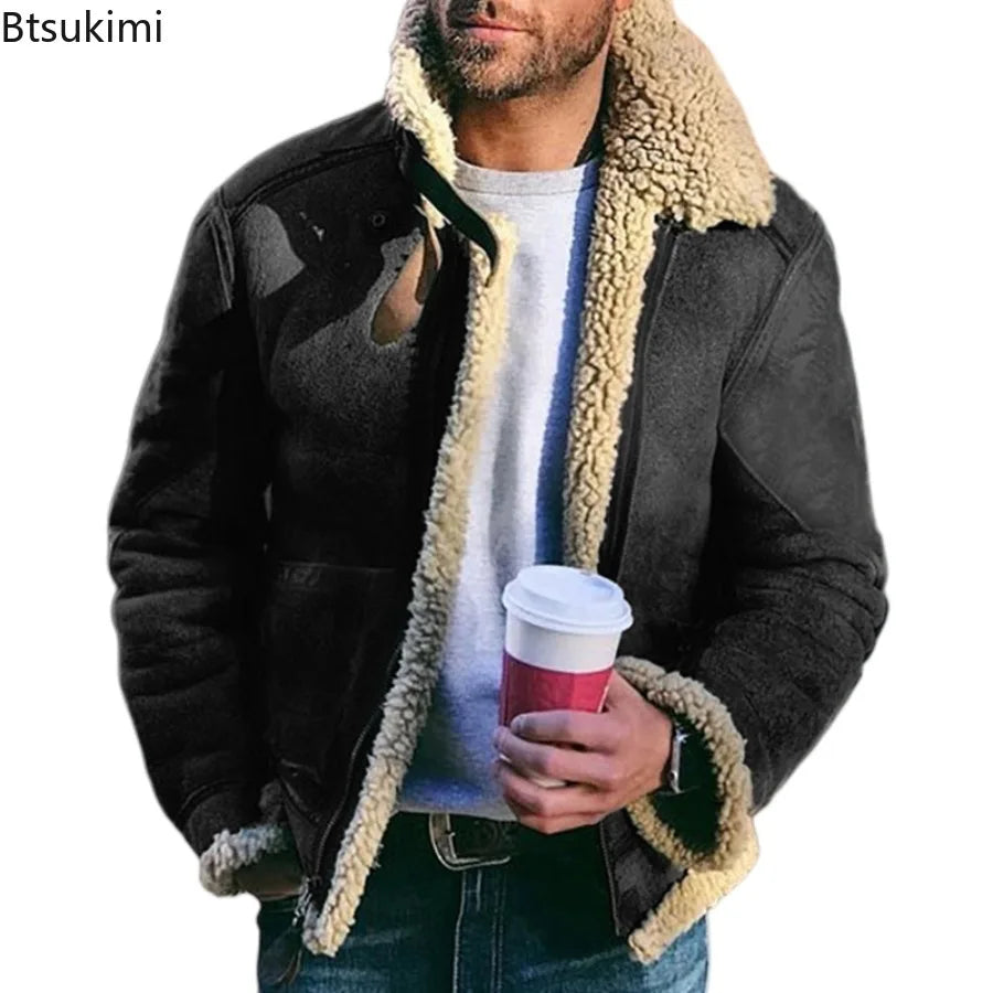 Person wearing a black jacket with beige fur lining, holding a red cup.