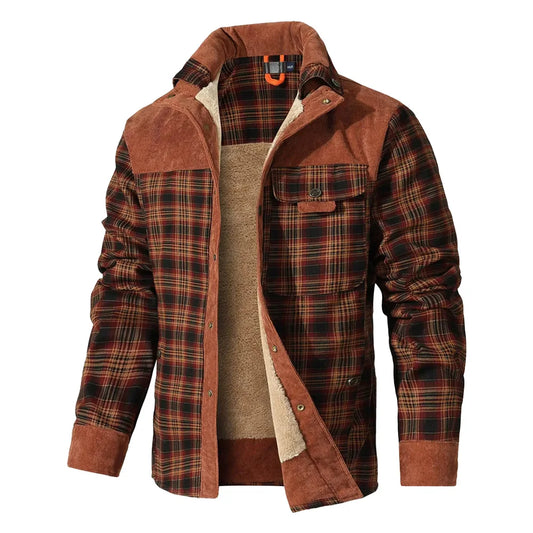 LΛWLΞSS Winter Bomber Jacket - Sherpa Lined Plaid Flannel Coat