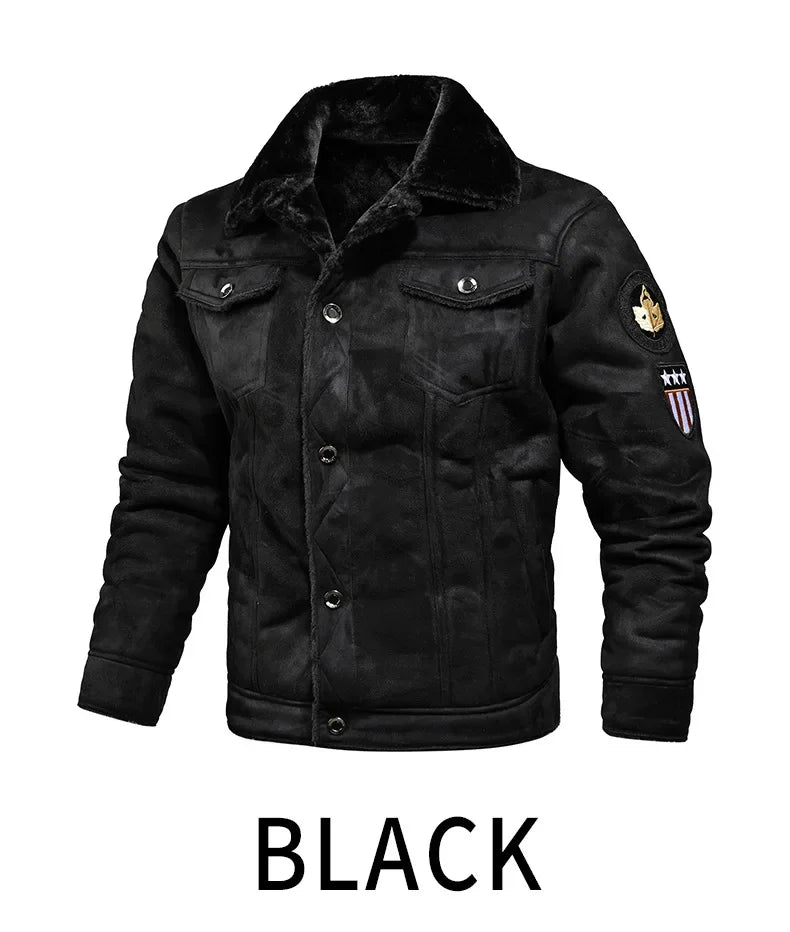 LΛWLΞSS Premium Leather Fur Jacket - Men's Fleece-Lined Winter Coat