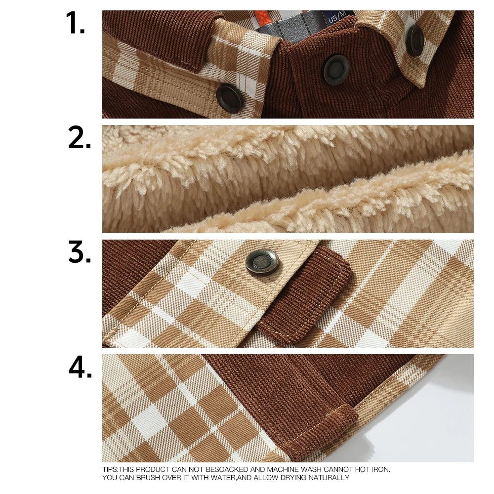 LΛWLΞSS Winter Bomber Jacket - Sherpa Lined Plaid Flannel Coat