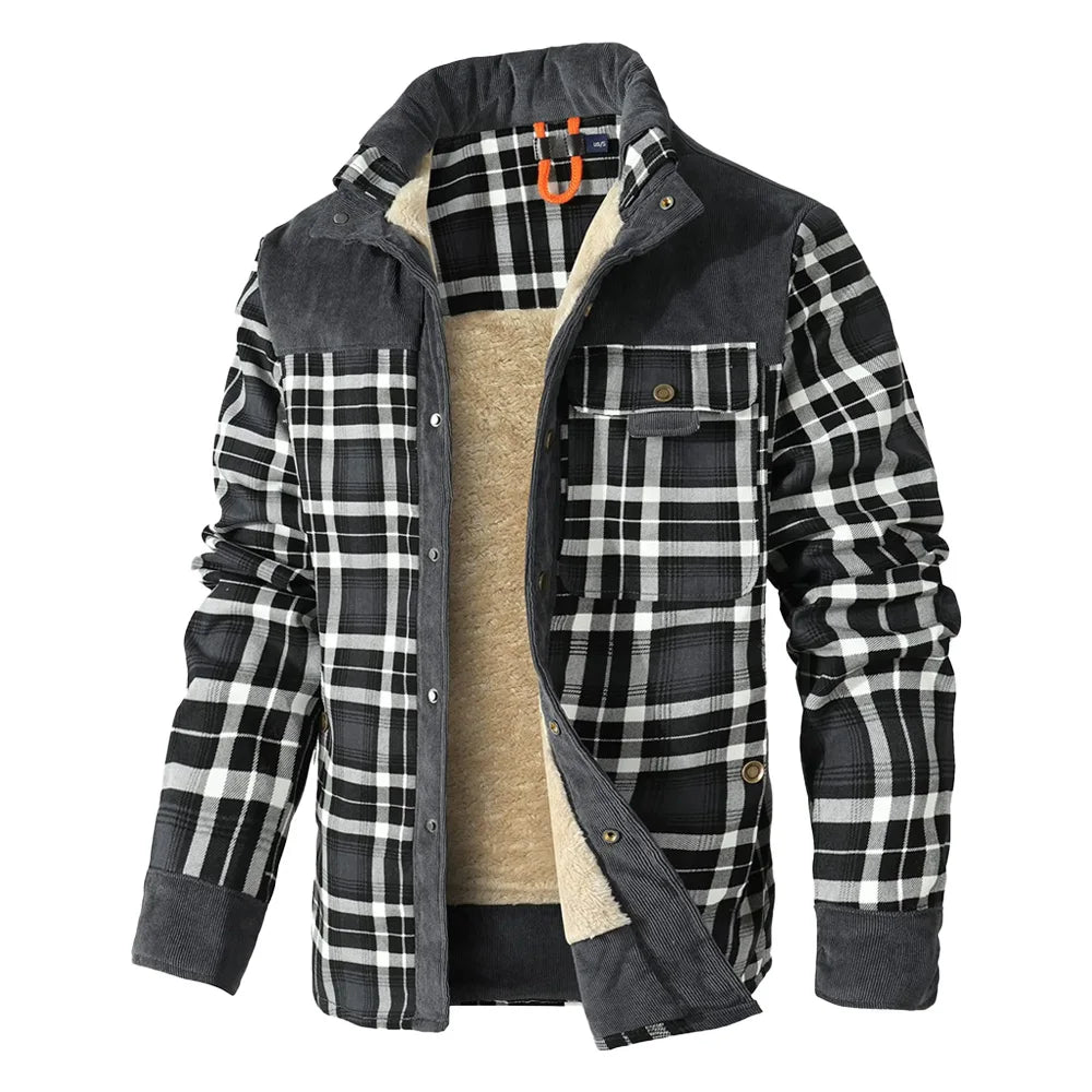 LΛWLΞSS Winter Bomber Jacket - Sherpa Lined Plaid Flannel Coat