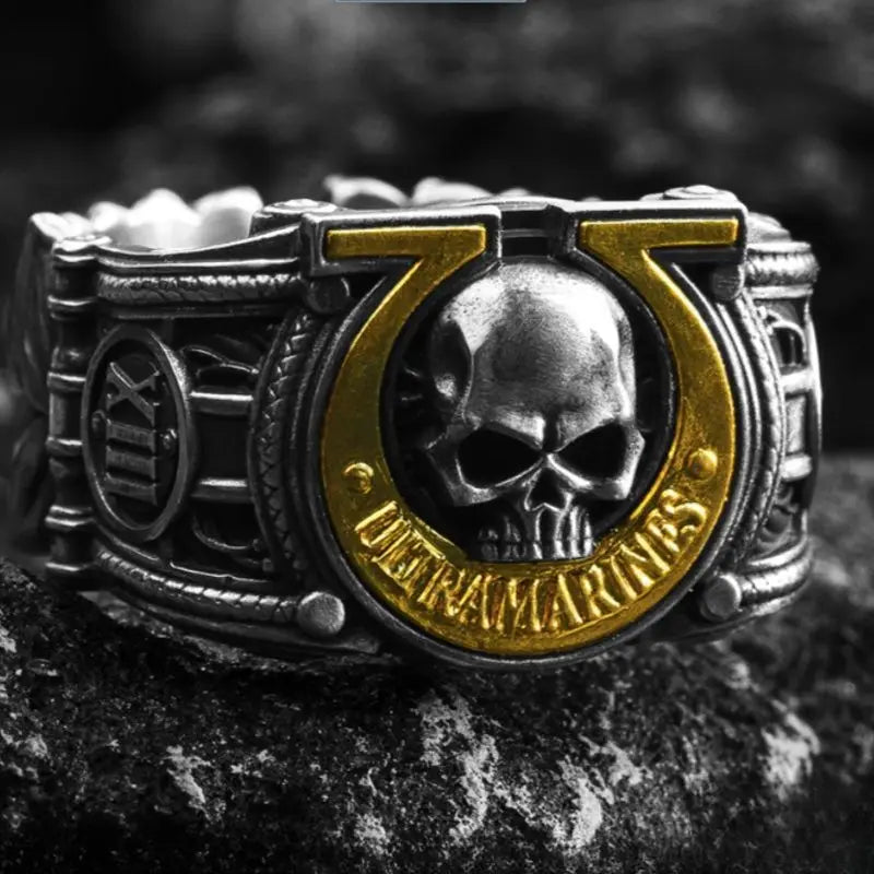 Warhammer 40K Ultramar Honor Emblem Ring - Men's Gothic Sci-Fi Statement Ring