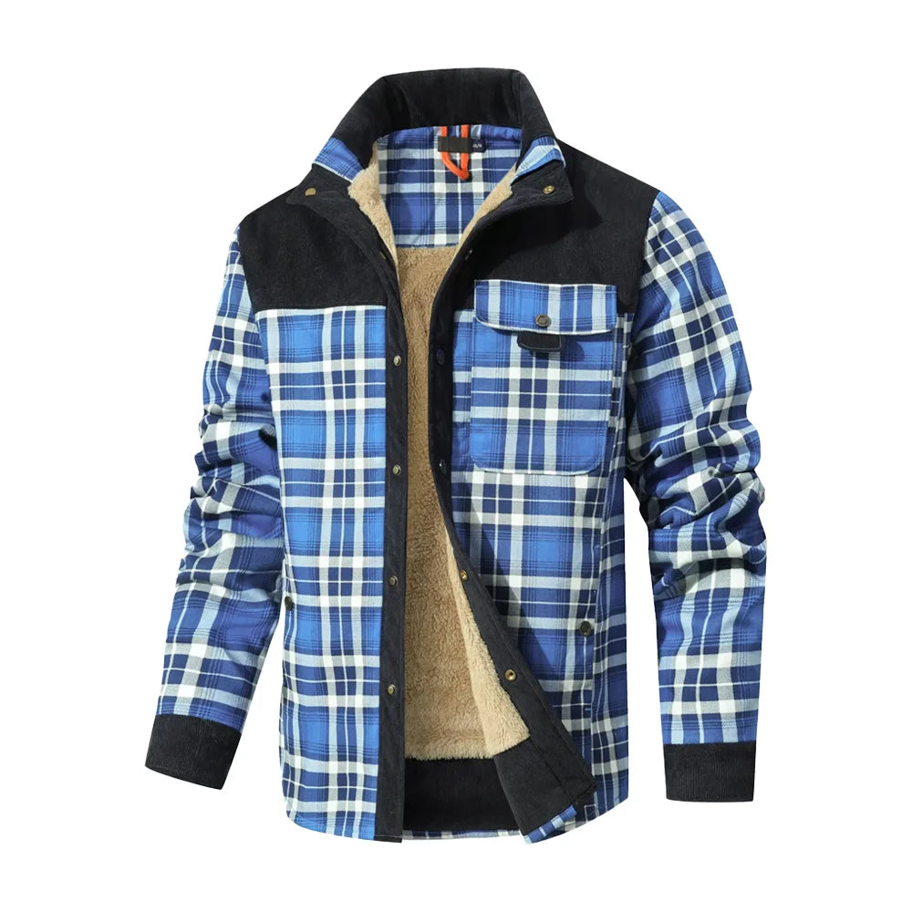 LΛWLΞSS Winter Bomber Jacket - Sherpa Lined Plaid Flannel Coat