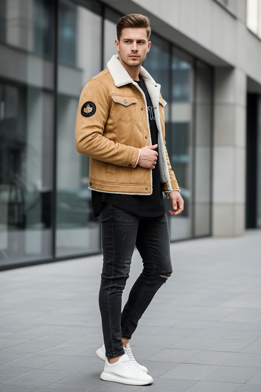 LΛWLΞSS Premium Leather Fur Jacket - Men's Fleece-Lined Winter Coat