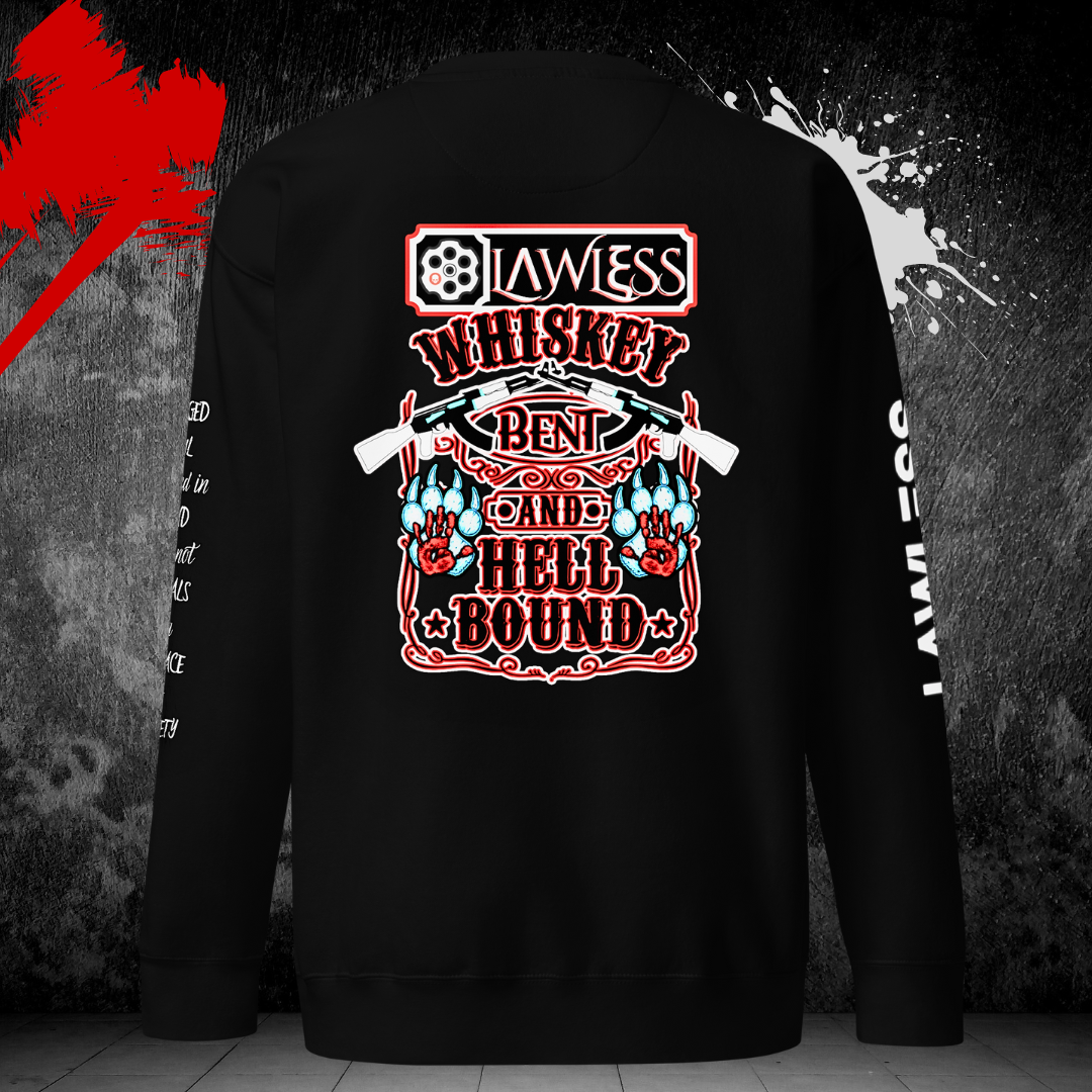 LAWLESS Whiskey Bent Hell Bound hoodie back graphic outlaw streetwear black heavyweight
