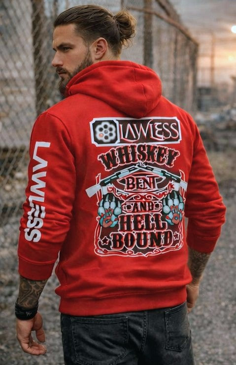 LAWLESS® Whiskey Bent & Hell Bound Hoodie | Heavyweight Outlaw Streetwear Pullover - LΛWLΞSS