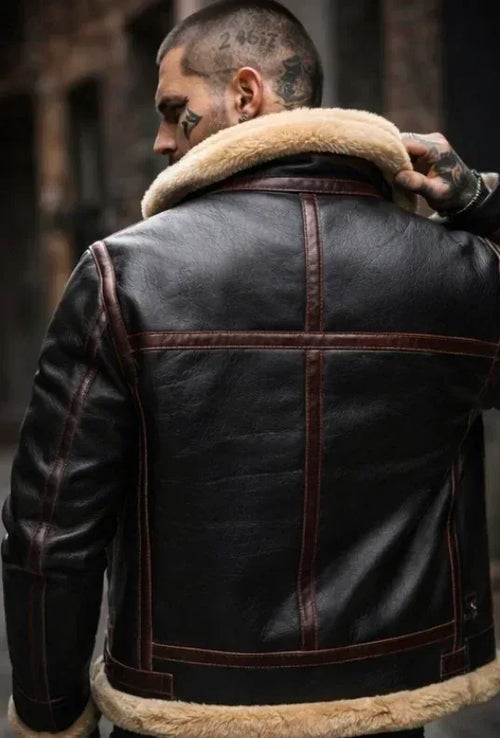LAWLESS B-3 Shearling Aviator Jacket | Men’s Premium Leather Flight Jacket - LΛWLΞSS